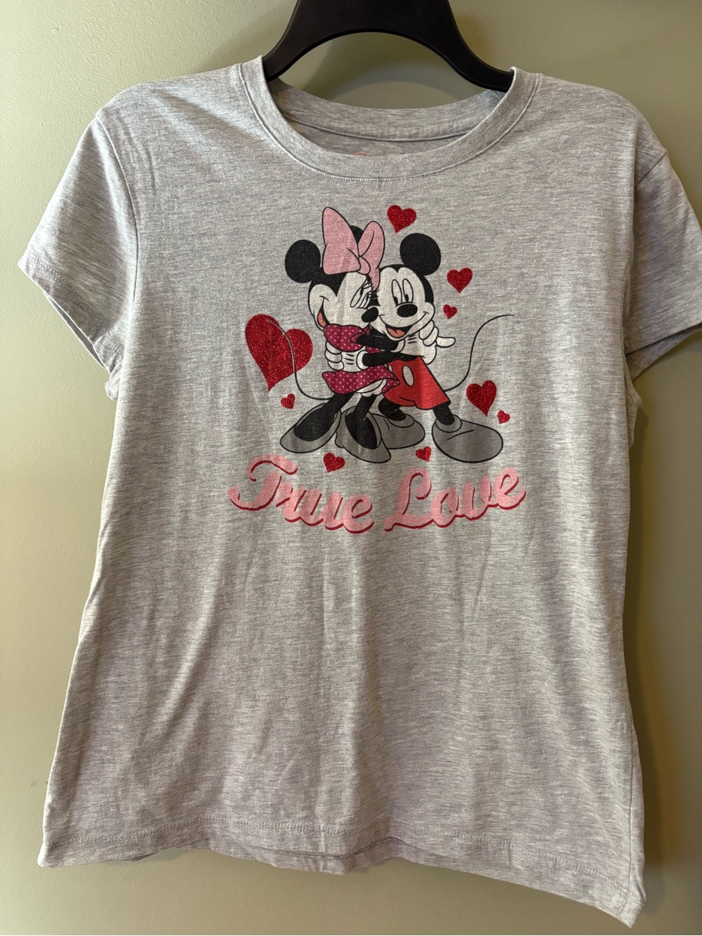 Ladies Grey 'True Love' Minnie & Mickey Graphic Tee